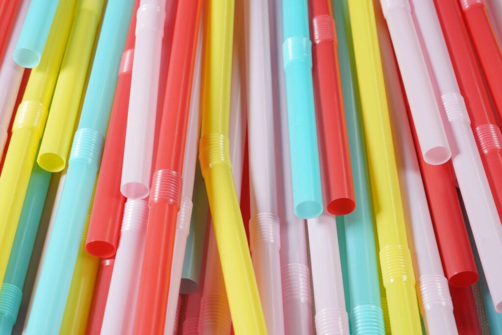 Collection of plastic straws